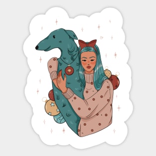 Greyhound & Girl Sticker